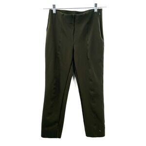 Quince mid rise ponte ankle pixie pants stretch forest green classic M petite